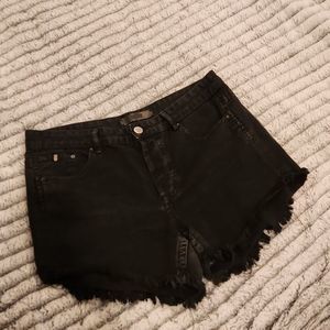 Black jean high waist, button fly Animale shorts size Brazilian 42.